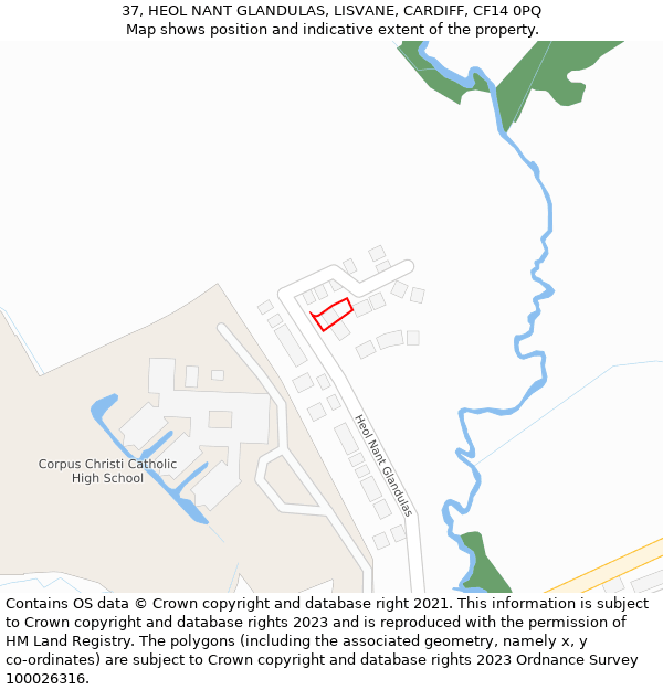 37, HEOL NANT GLANDULAS, LISVANE, CARDIFF, CF14 0PQ: Location map and indicative extent of plot