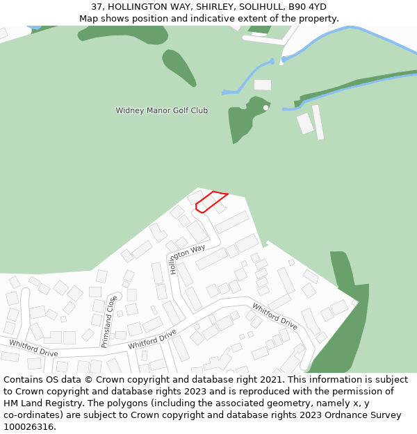 37, HOLLINGTON WAY, SHIRLEY, SOLIHULL, B90 4YD: Location map and indicative extent of plot