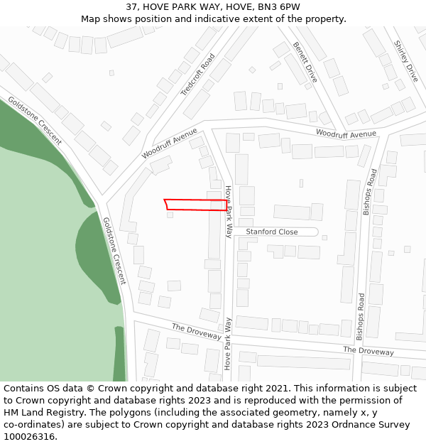 37, HOVE PARK WAY, HOVE, BN3 6PW: Location map and indicative extent of plot