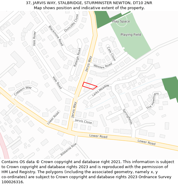 37, JARVIS WAY, STALBRIDGE, STURMINSTER NEWTON, DT10 2NR: Location map and indicative extent of plot