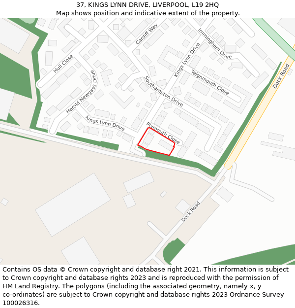 37, KINGS LYNN DRIVE, LIVERPOOL, L19 2HQ: Location map and indicative extent of plot