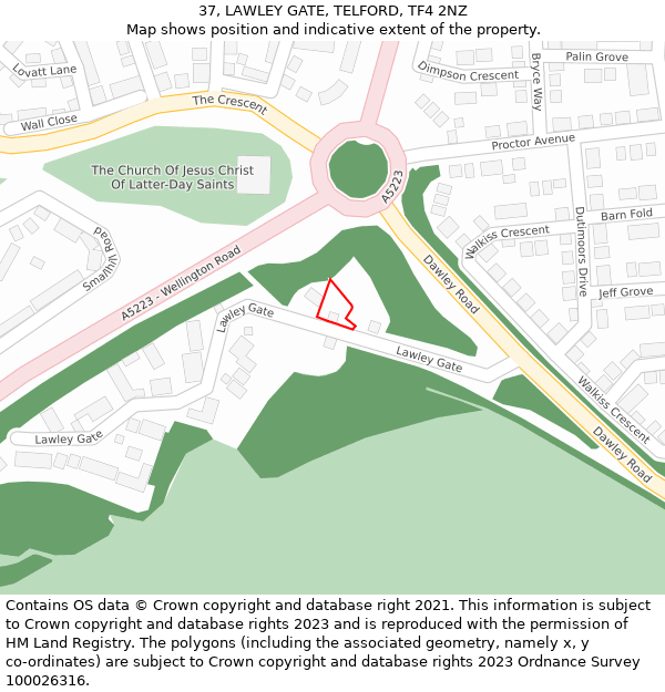 37, LAWLEY GATE, TELFORD, TF4 2NZ: Location map and indicative extent of plot
