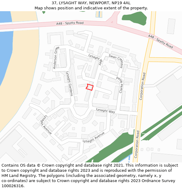 37, LYSAGHT WAY, NEWPORT, NP19 4AL: Location map and indicative extent of plot