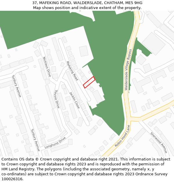 37, MAFEKING ROAD, WALDERSLADE, CHATHAM, ME5 9HG: Location map and indicative extent of plot