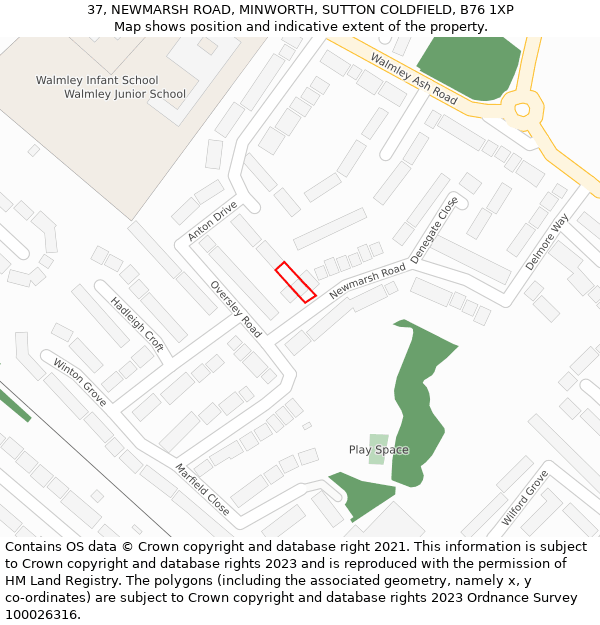 37, NEWMARSH ROAD, MINWORTH, SUTTON COLDFIELD, B76 1XP: Location map and indicative extent of plot