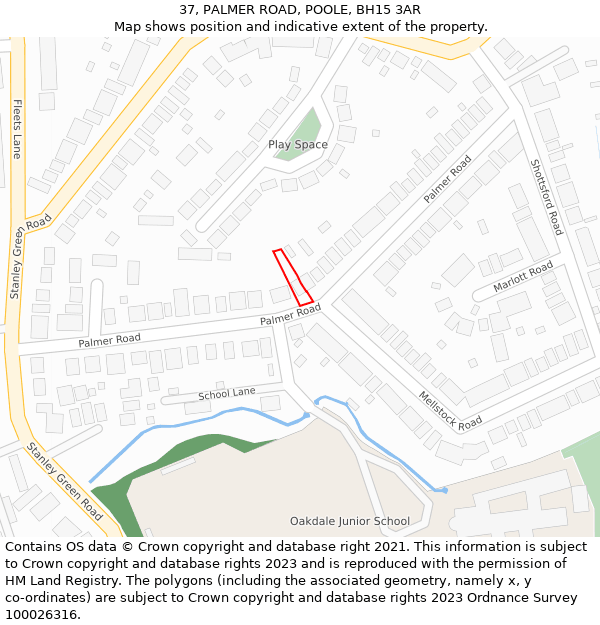 37, PALMER ROAD, POOLE, BH15 3AR: Location map and indicative extent of plot