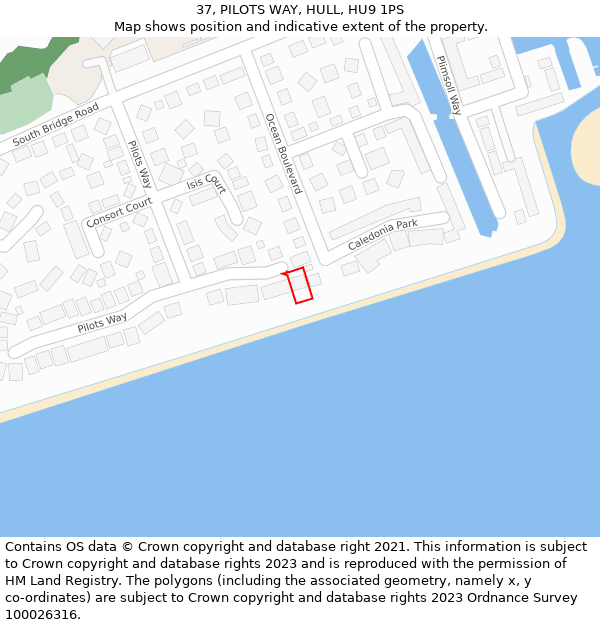 37, PILOTS WAY, HULL, HU9 1PS: Location map and indicative extent of plot