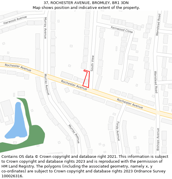 37, ROCHESTER AVENUE, BROMLEY, BR1 3DN: Location map and indicative extent of plot