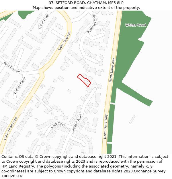 37, SETFORD ROAD, CHATHAM, ME5 8LP: Location map and indicative extent of plot