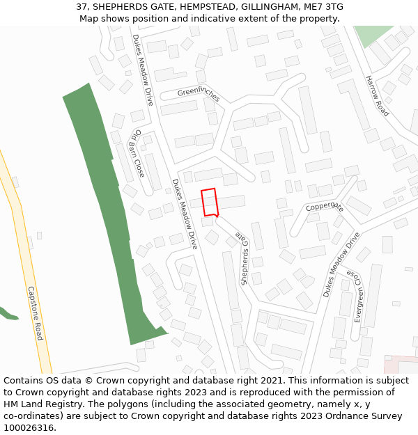37, SHEPHERDS GATE, HEMPSTEAD, GILLINGHAM, ME7 3TG: Location map and indicative extent of plot