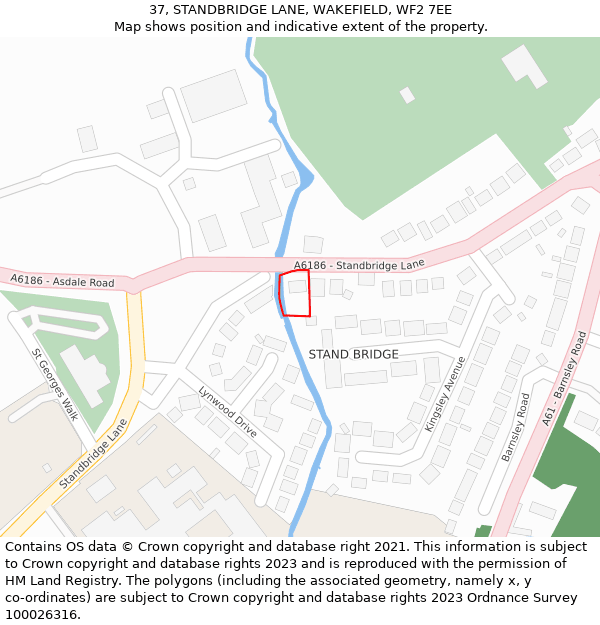 37, STANDBRIDGE LANE, WAKEFIELD, WF2 7EE: Location map and indicative extent of plot