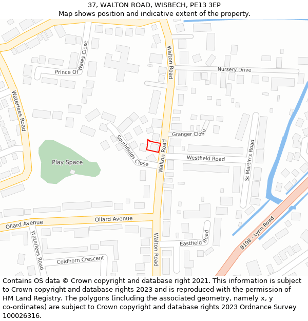 37, WALTON ROAD, WISBECH, PE13 3EP: Location map and indicative extent of plot