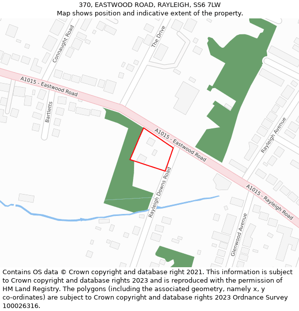370, EASTWOOD ROAD, RAYLEIGH, SS6 7LW: Location map and indicative extent of plot