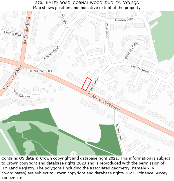 370, HIMLEY ROAD, GORNAL WOOD, DUDLEY, DY3 2QA: Location map and indicative extent of plot