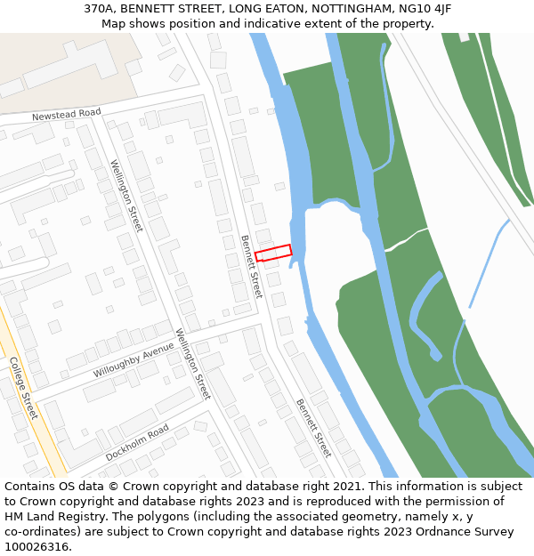 370A, BENNETT STREET, LONG EATON, NOTTINGHAM, NG10 4JF: Location map and indicative extent of plot