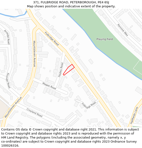 371, FULBRIDGE ROAD, PETERBOROUGH, PE4 6SJ: Location map and indicative extent of plot