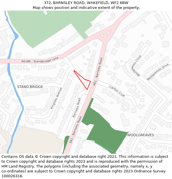 372, BARNSLEY ROAD, WAKEFIELD, WF2 6BW: Location map and indicative extent of plot