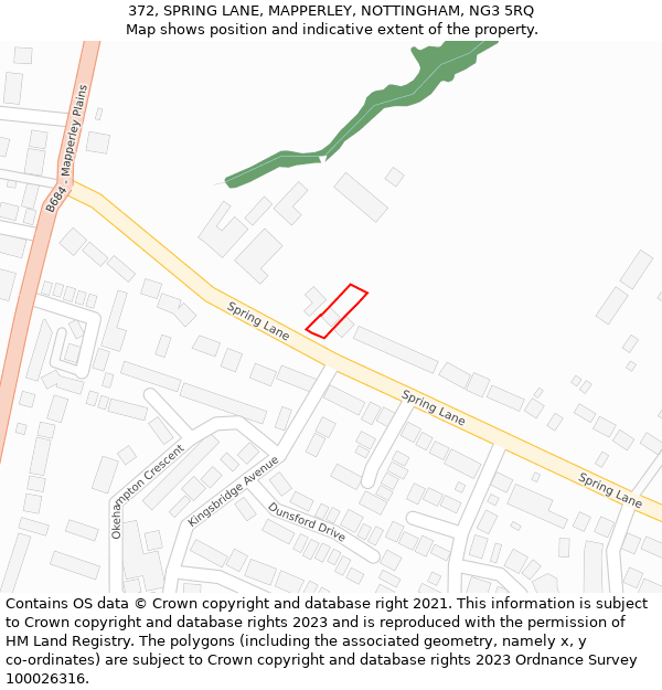 372, SPRING LANE, MAPPERLEY, NOTTINGHAM, NG3 5RQ: Location map and indicative extent of plot