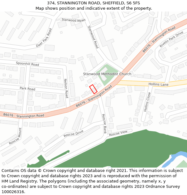 374, STANNINGTON ROAD, SHEFFIELD, S6 5FS: Location map and indicative extent of plot