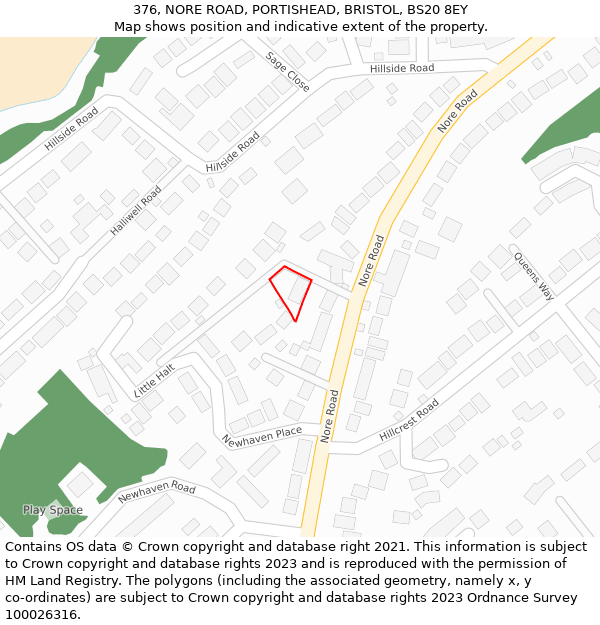 376, NORE ROAD, PORTISHEAD, BRISTOL, BS20 8EY: Location map and indicative extent of plot