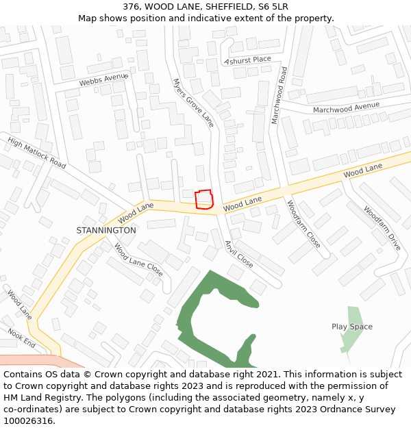 376, WOOD LANE, SHEFFIELD, S6 5LR: Location map and indicative extent of plot