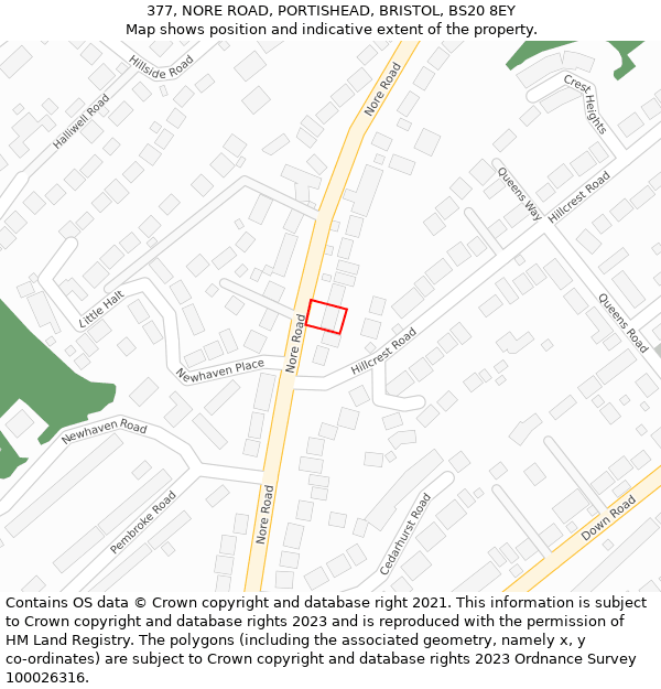 377, NORE ROAD, PORTISHEAD, BRISTOL, BS20 8EY: Location map and indicative extent of plot