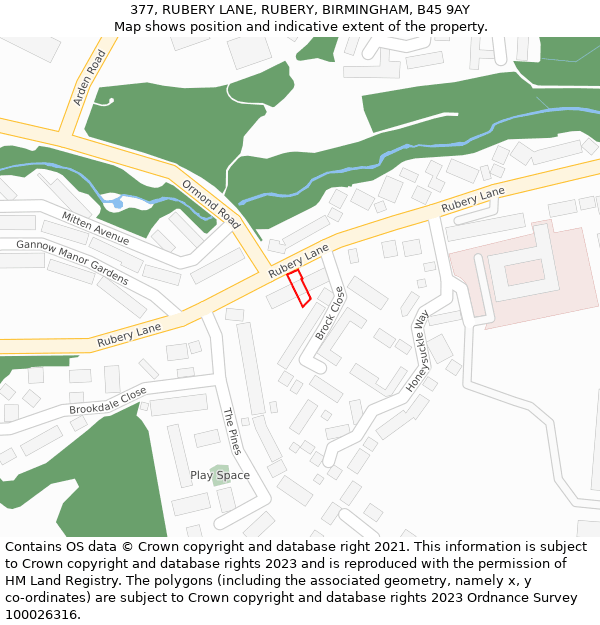 377, RUBERY LANE, RUBERY, BIRMINGHAM, B45 9AY: Location map and indicative extent of plot