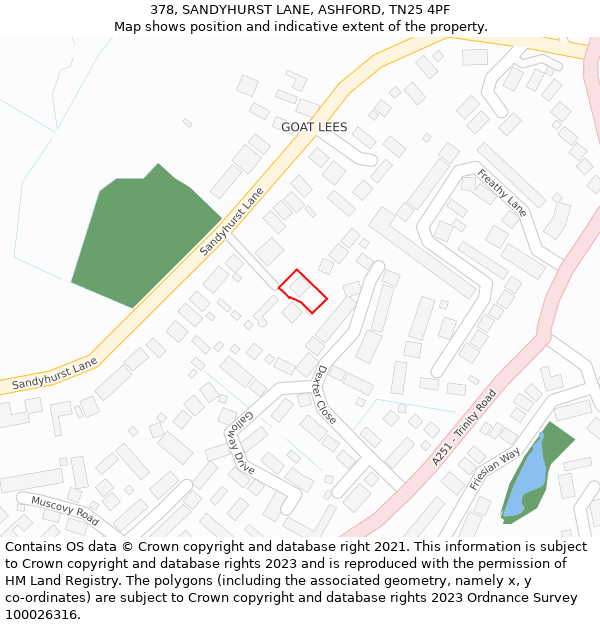 378, SANDYHURST LANE, ASHFORD, TN25 4PF: Location map and indicative extent of plot