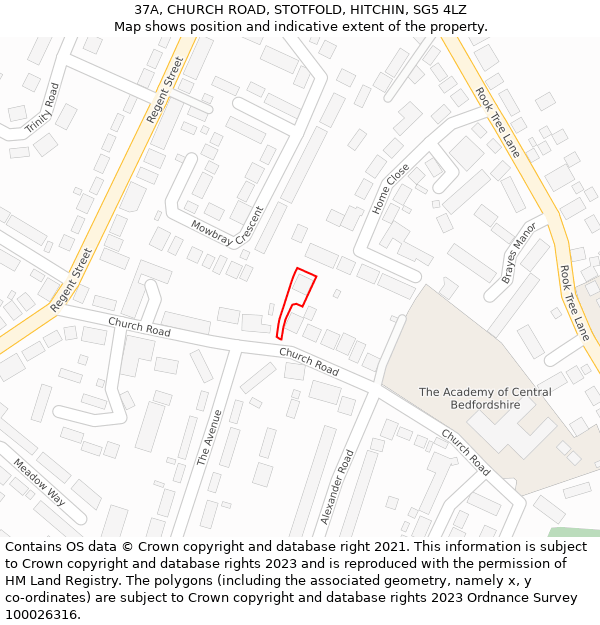 37A, CHURCH ROAD, STOTFOLD, HITCHIN, SG5 4LZ: Location map and indicative extent of plot