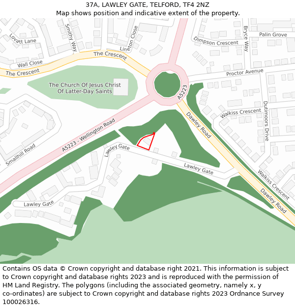 37A, LAWLEY GATE, TELFORD, TF4 2NZ: Location map and indicative extent of plot