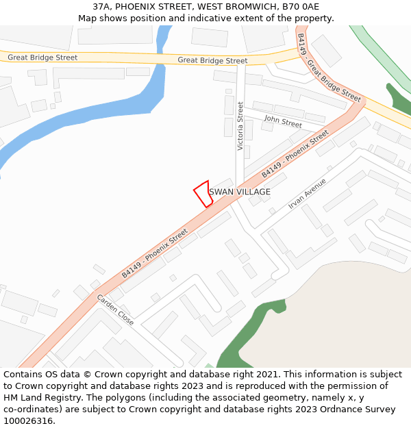37A, PHOENIX STREET, WEST BROMWICH, B70 0AE: Location map and indicative extent of plot