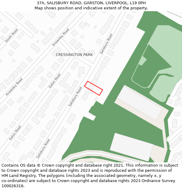 37A, SALISBURY ROAD, GARSTON, LIVERPOOL, L19 0PH: Location map and indicative extent of plot