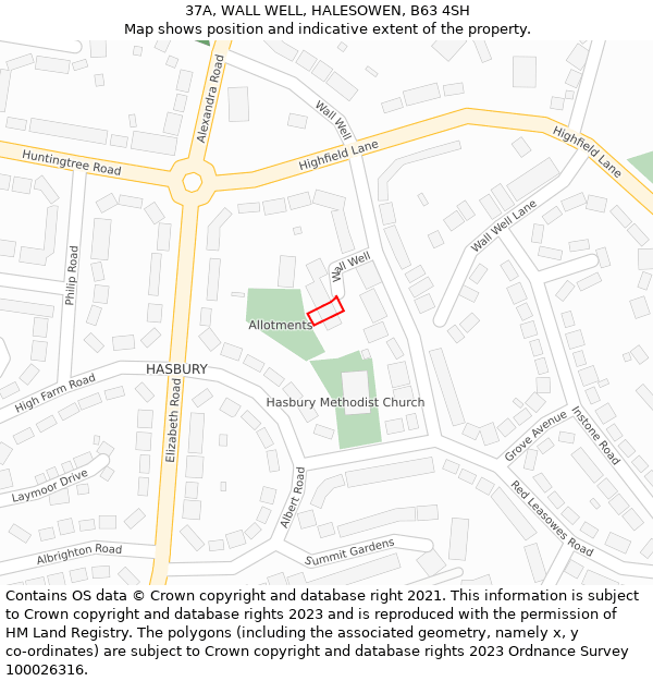 37A, WALL WELL, HALESOWEN, B63 4SH: Location map and indicative extent of plot