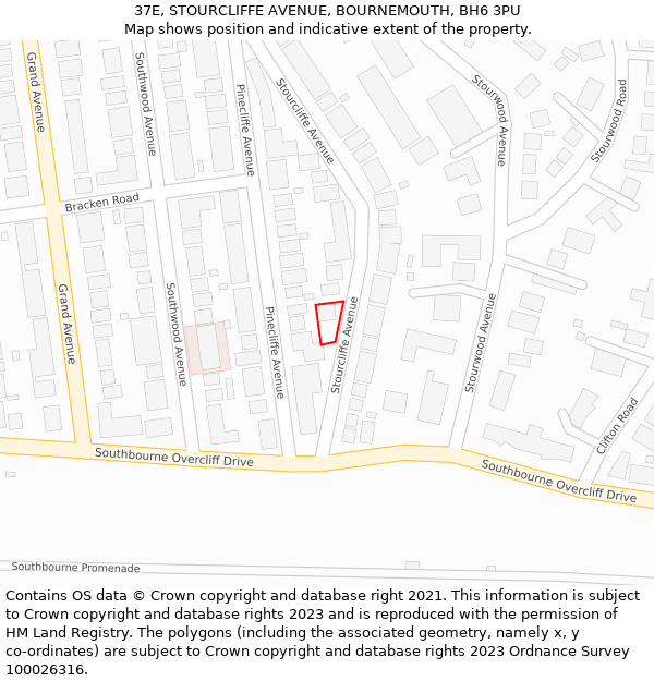 37E, STOURCLIFFE AVENUE, BOURNEMOUTH, BH6 3PU: Location map and indicative extent of plot