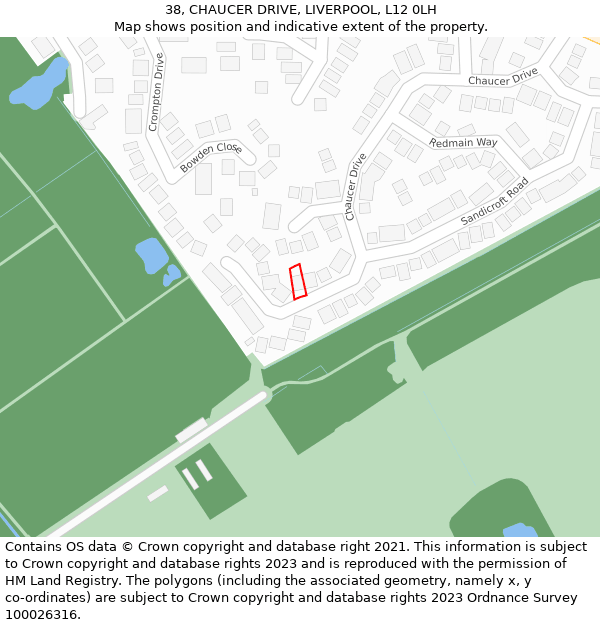 38, CHAUCER DRIVE, LIVERPOOL, L12 0LH: Location map and indicative extent of plot