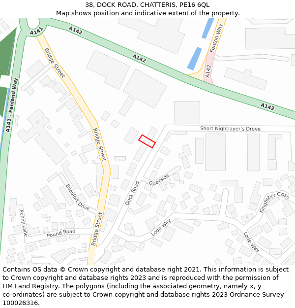 38, DOCK ROAD, CHATTERIS, PE16 6QL: Location map and indicative extent of plot