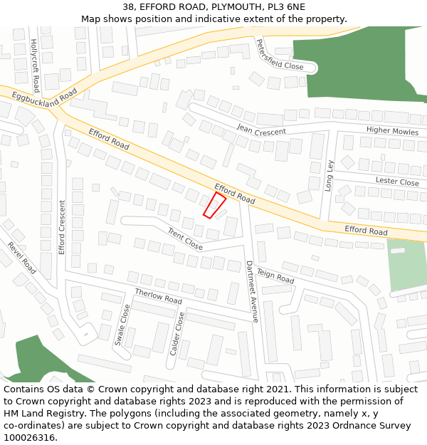 38, EFFORD ROAD, PLYMOUTH, PL3 6NE: Location map and indicative extent of plot
