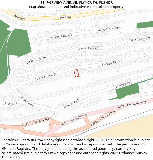 38, FAIRVIEW AVENUE, PLYMOUTH, PL3 6DR: Location map and indicative extent of plot