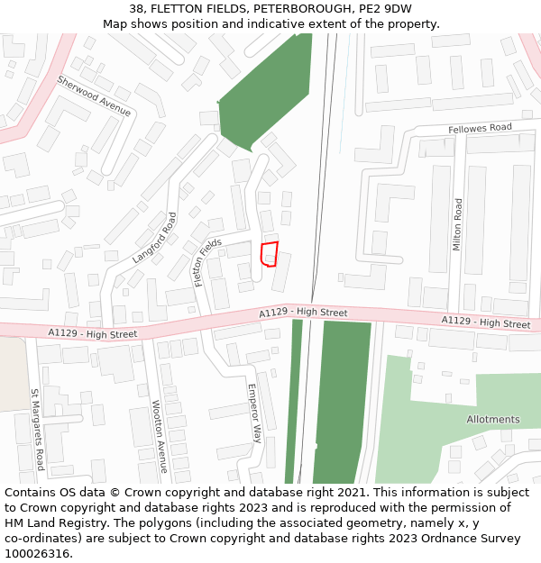 38, FLETTON FIELDS, PETERBOROUGH, PE2 9DW: Location map and indicative extent of plot