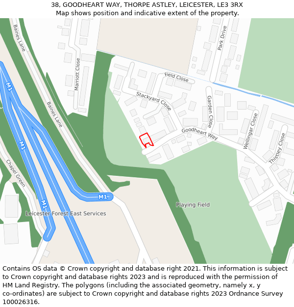 38, GOODHEART WAY, THORPE ASTLEY, LEICESTER, LE3 3RX: Location map and indicative extent of plot