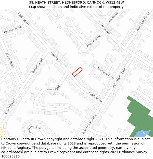 38, HEATH STREET, HEDNESFORD, CANNOCK, WS12 4BW: Location map and indicative extent of plot