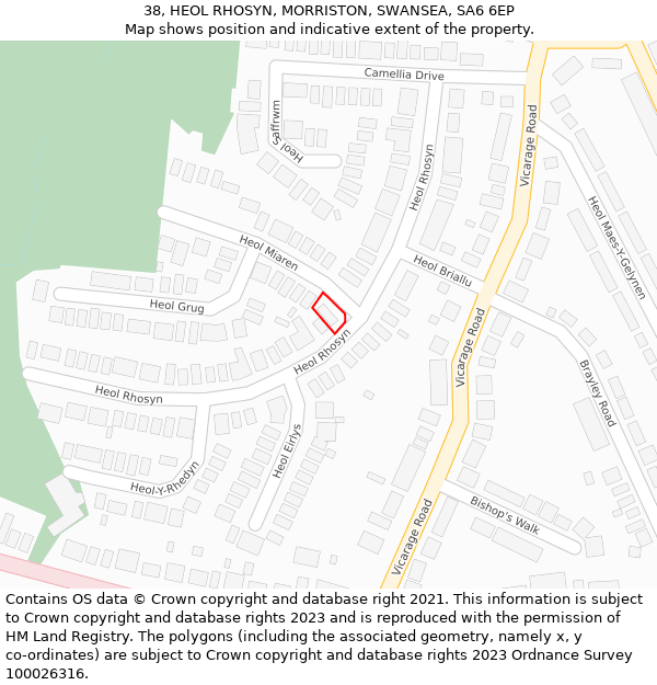 38, HEOL RHOSYN, MORRISTON, SWANSEA, SA6 6EP: Location map and indicative extent of plot