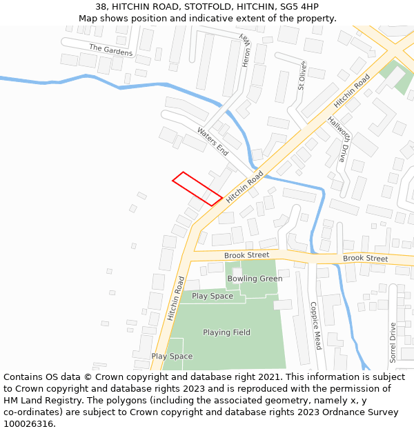 38, HITCHIN ROAD, STOTFOLD, HITCHIN, SG5 4HP: Location map and indicative extent of plot