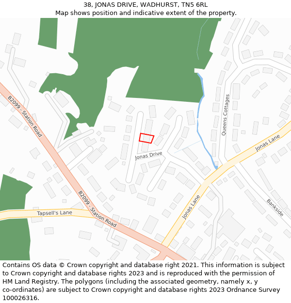 38, JONAS DRIVE, WADHURST, TN5 6RL: Location map and indicative extent of plot