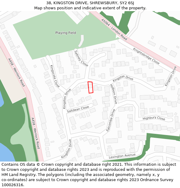 38, KINGSTON DRIVE, SHREWSBURY, SY2 6SJ: Location map and indicative extent of plot