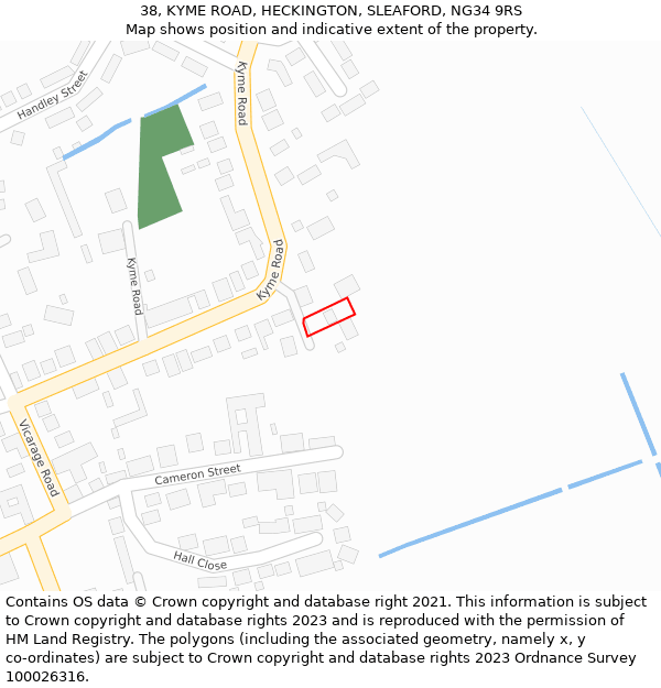 38, KYME ROAD, HECKINGTON, SLEAFORD, NG34 9RS: Location map and indicative extent of plot