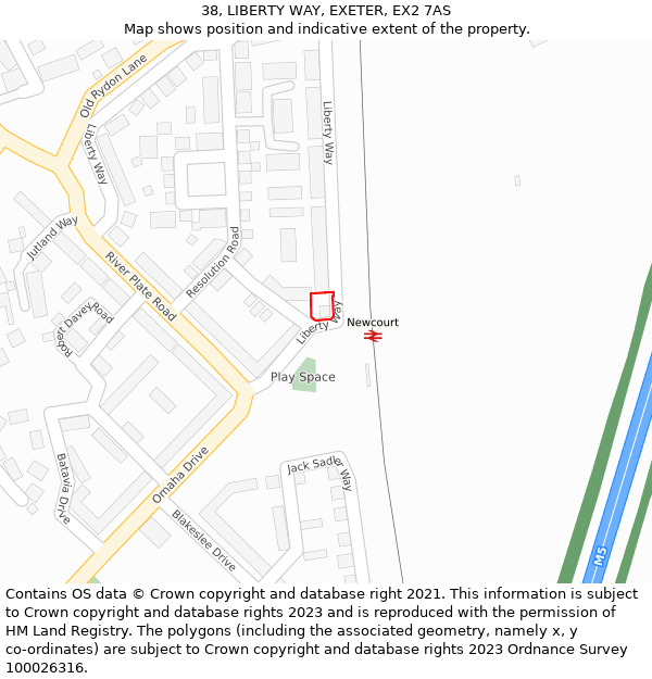 38, LIBERTY WAY, EXETER, EX2 7AS: Location map and indicative extent of plot