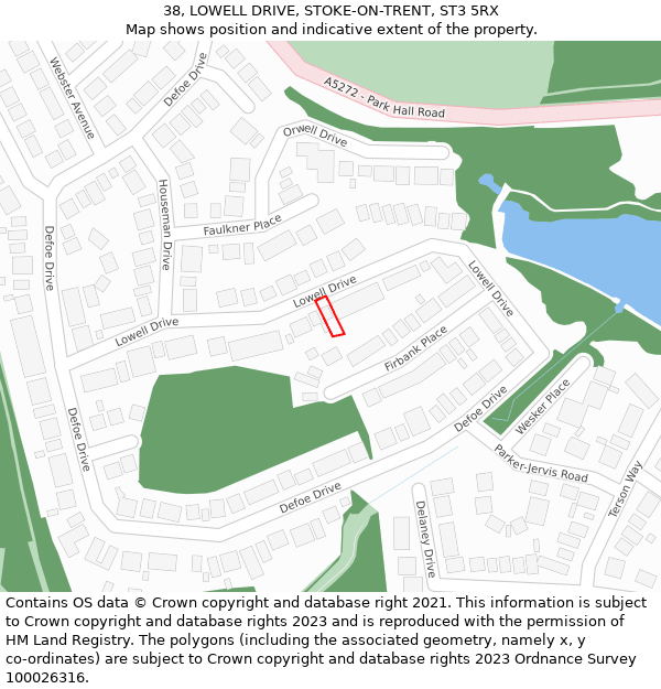 38, LOWELL DRIVE, STOKE-ON-TRENT, ST3 5RX: Location map and indicative extent of plot