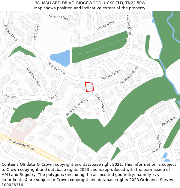 38, MALLARD DRIVE, RIDGEWOOD, UCKFIELD, TN22 5PW: Location map and indicative extent of plot