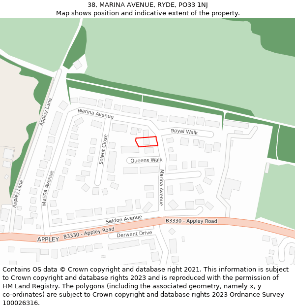 38, MARINA AVENUE, RYDE, PO33 1NJ: Location map and indicative extent of plot